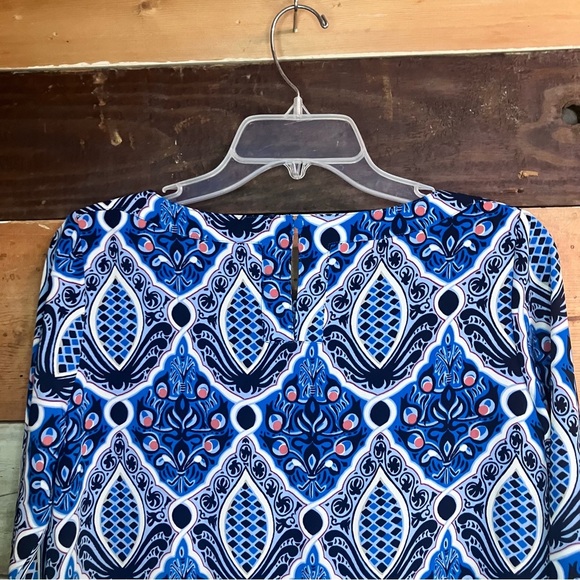 Ann Taylor Loft Blue Printed Long Tunic Women’s Dress Size XS Shift Dress - Picture 12 of 15